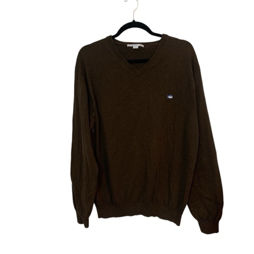 Southern Tide Mens Sz XL Dark Brown Sweater V Neck Preppy Collegiate